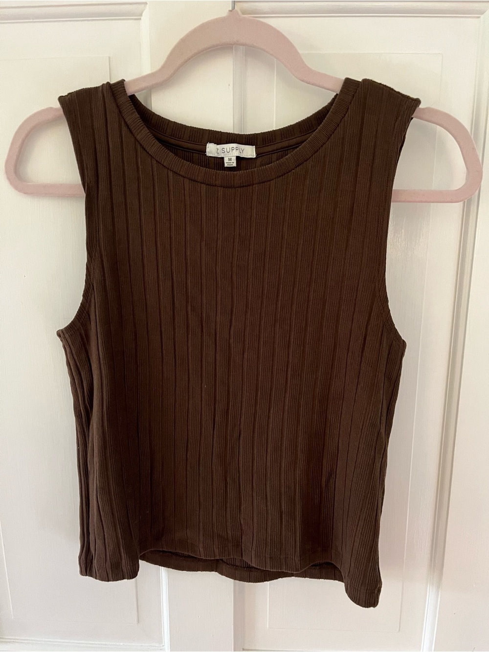 🌟ZSupply Chocolate Brown Ribbed Tank and Maxi Skirt Matching Set Size M/L - Picture 2 of 11